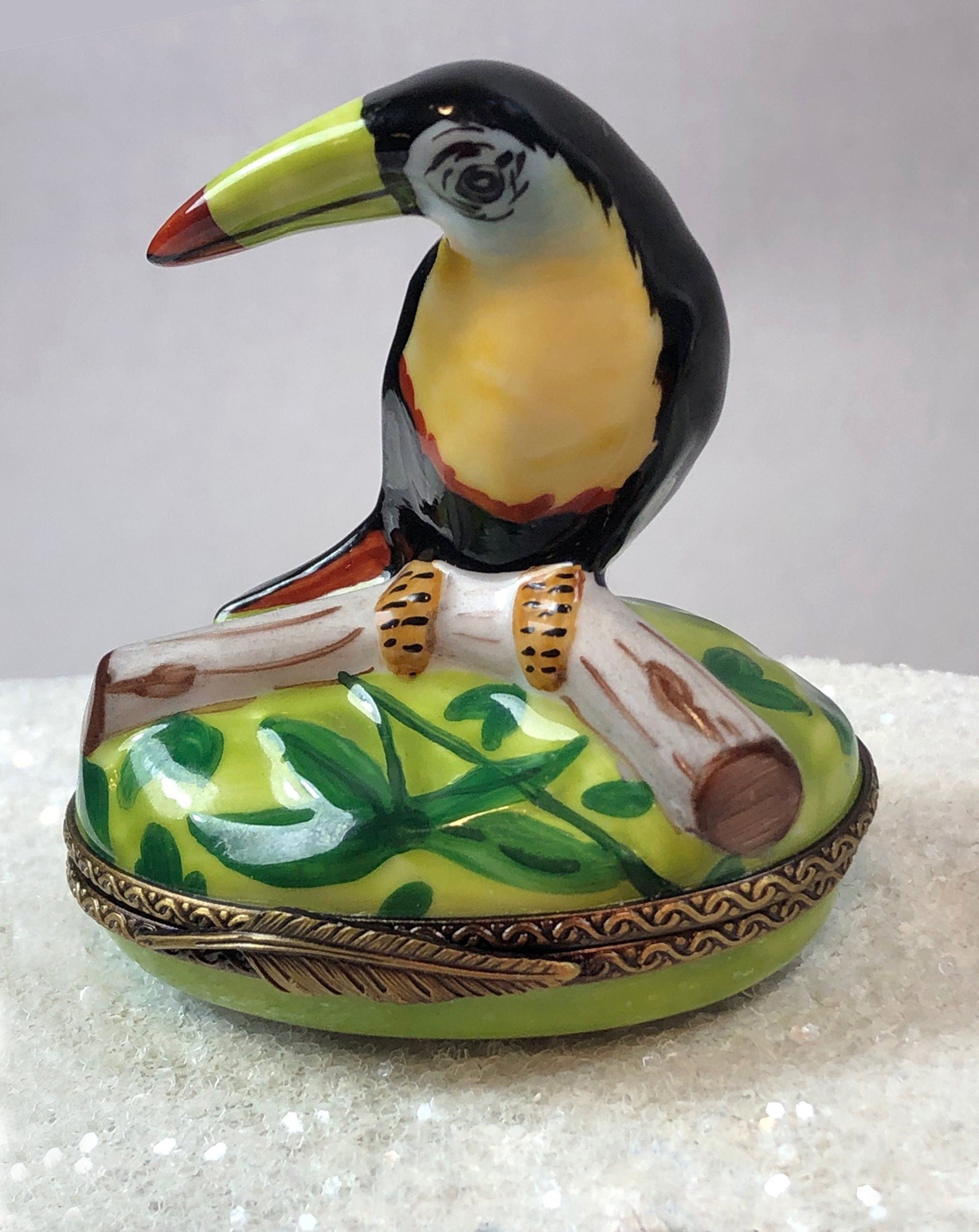 Limoges Box with Bird on Lid. Collectible Porcelain and Brass  Item Made in France. - Tampa Home & Garden Store