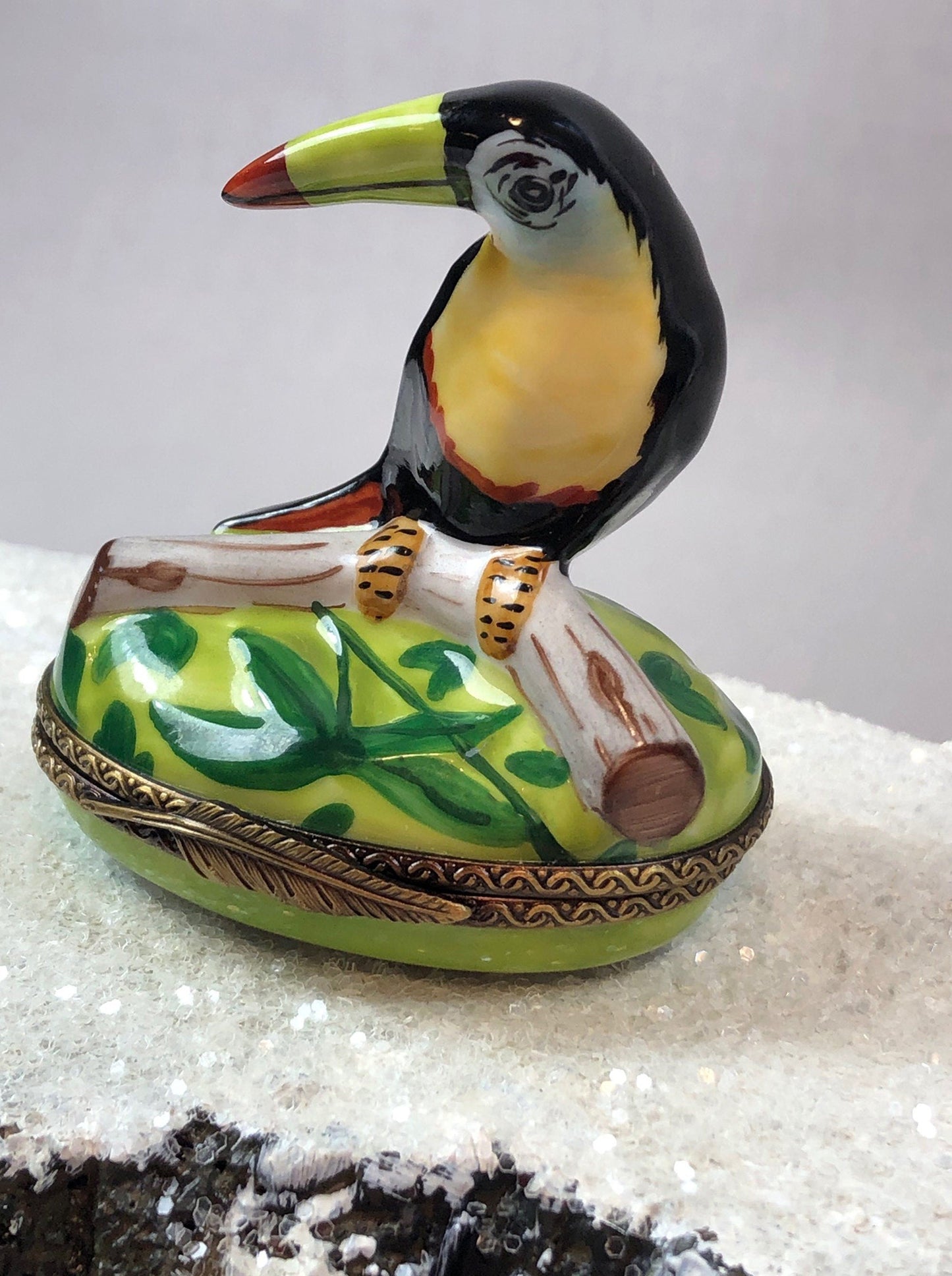 Limoges Box with Bird on Lid. Collectible Porcelain and Brass  Item Made in France. - Tampa Home & Garden Store
