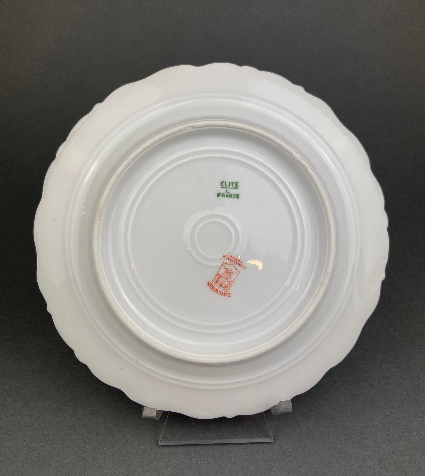 Limoges Elite Set of Five Bread, Salad, 8.75 inch Plates with Pink Roses and Scalloped Rim.  Antique Limoges Dishes. - Tampa Home & Garden Store