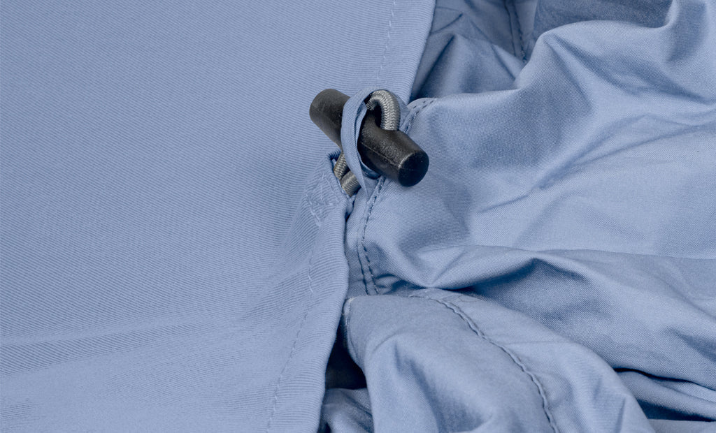 Top sheet HEST blue bedding with drawcord toggle on Tampa Home & Garden Store