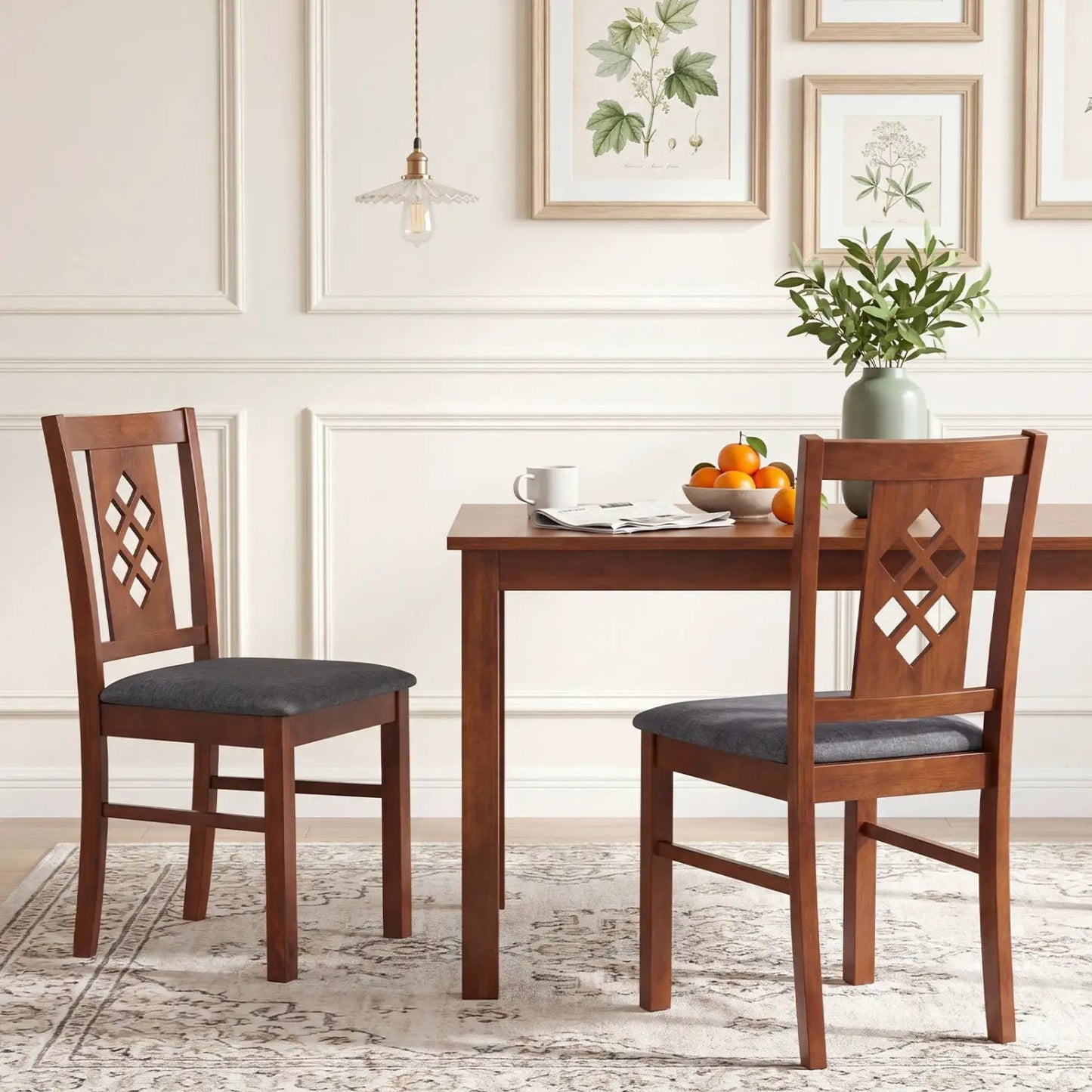 Upholstered Dining Chairs Set with Wood Frame