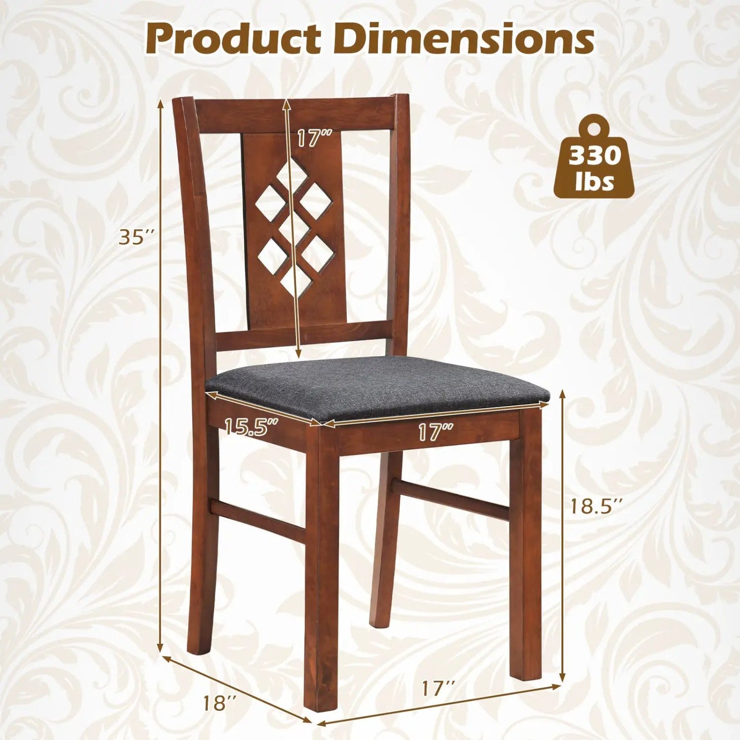 Upholstered Dining Chairs Set with Wood Frame