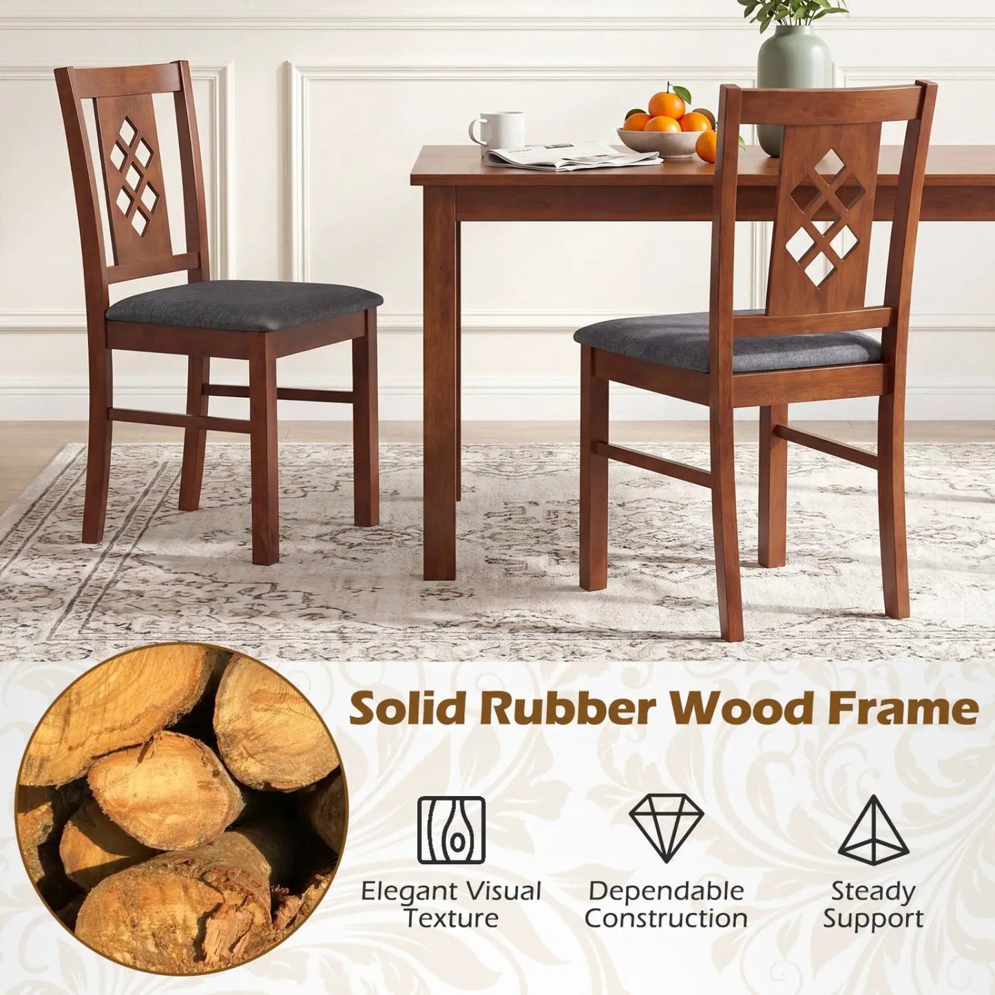 Upholstered Dining Chairs Set with Wood Frame