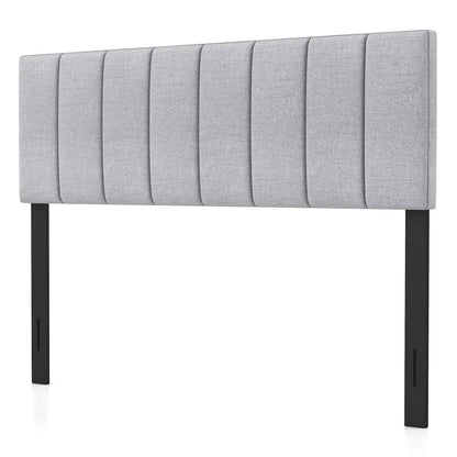 Cabecero tapizado de lino con patas de madera maciza y ancho ajustable - Gris