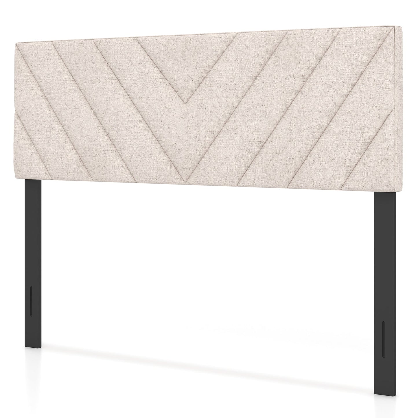 Cabecero tapizado de lino para camas de tamaño matrimonial y queen - Beige