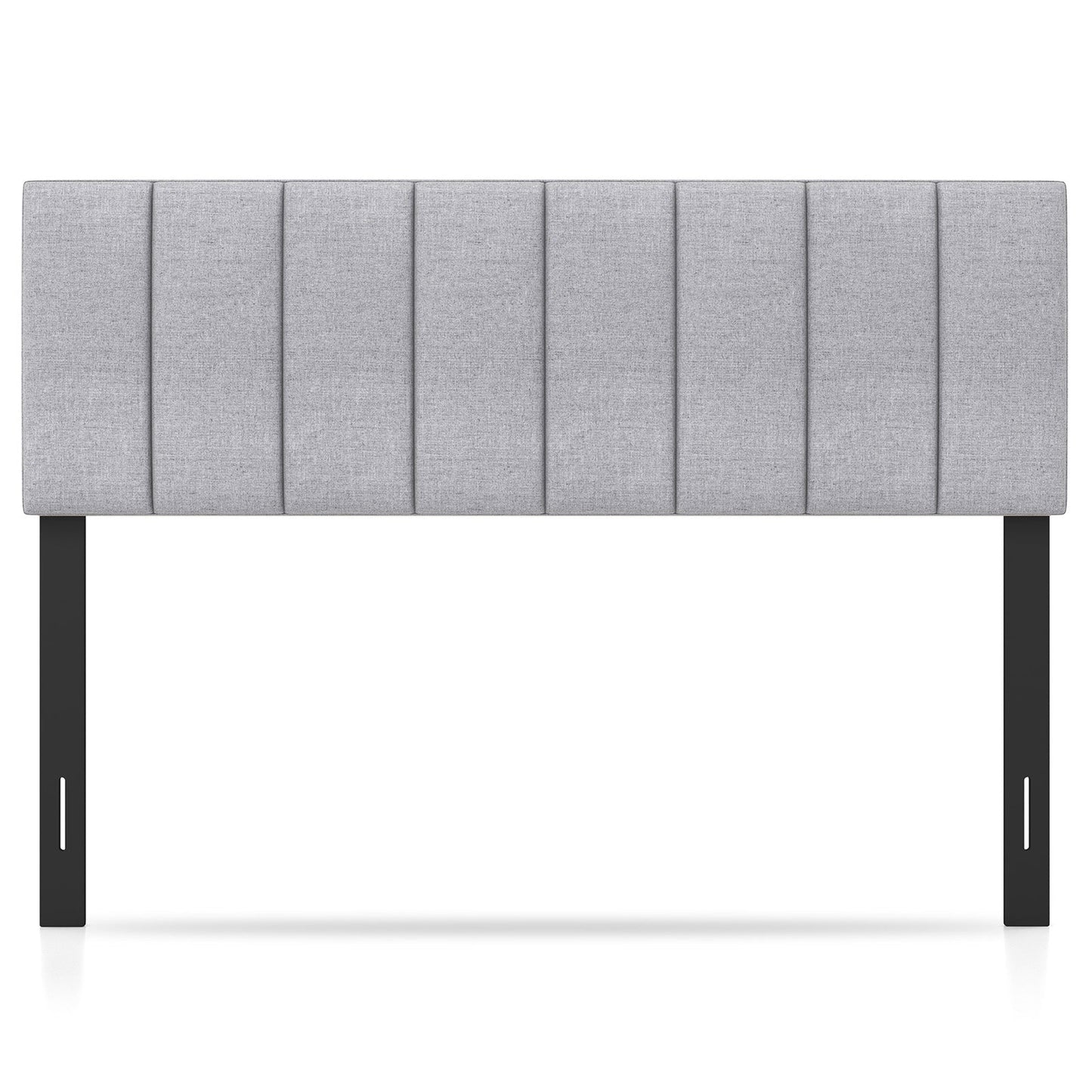 Cabecero tapizado de lino con patas de madera maciza y ancho ajustable - Gris