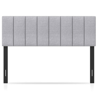 Cabecero tapizado de lino con patas de madera maciza y ancho ajustable - Gris