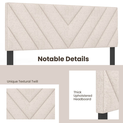 Cabecero tapizado de lino para camas de tamaño matrimonial y queen - Beige