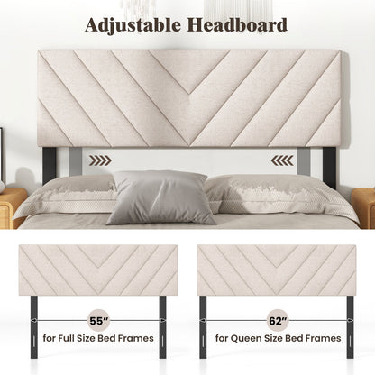 Cabecero tapizado de lino para camas de tamaño matrimonial y queen - Beige
