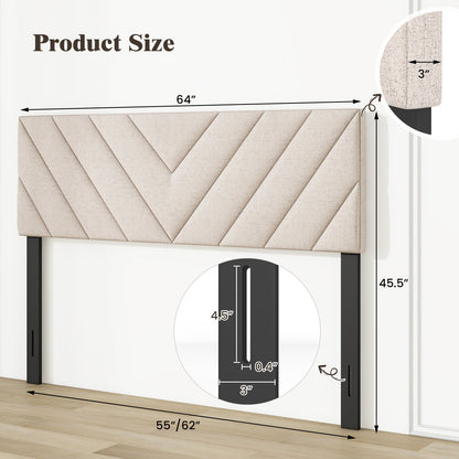 Cabecero tapizado de lino para camas de tamaño matrimonial y queen - Beige
