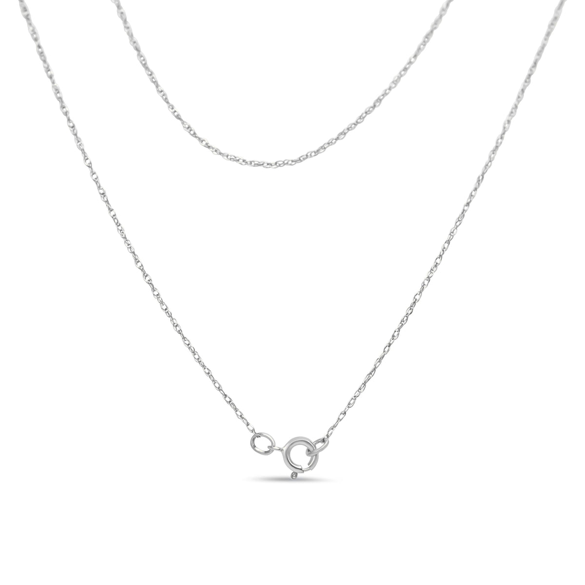10K white gold necklace chain with a decorative double-ring clasp on Tampa Home & Garden Store