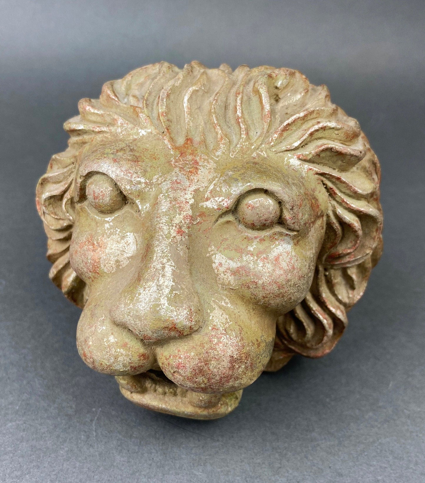 Lion Paper Weight or Office Sculpture/Figurine. Distressed Gold/Silver Lion Head. - Tampa Home & Garden Store