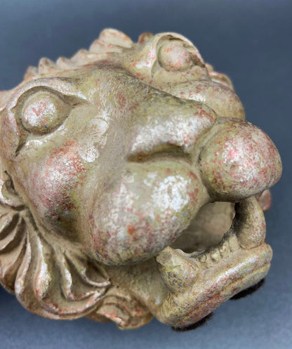 Lion Paper Weight or Office Sculpture/Figurine. Distressed Gold/Silver Lion Head. - Tampa Home & Garden Store
