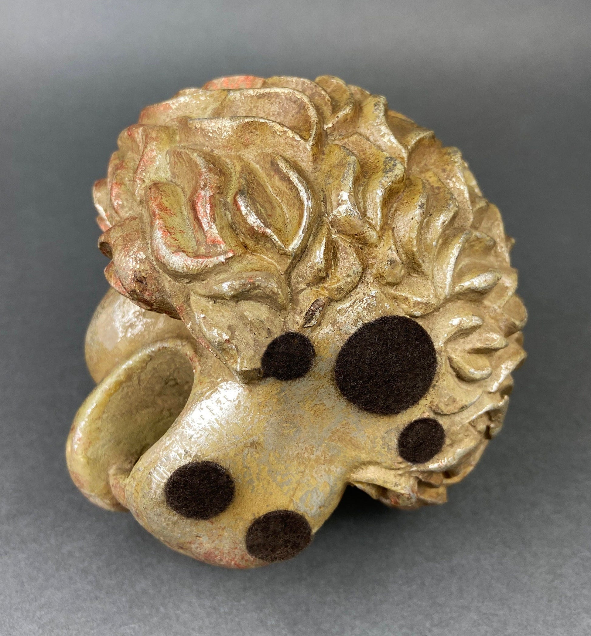 Lion Paper Weight or Office Sculpture/Figurine. Distressed Gold/Silver Lion Head. - Tampa Home & Garden Store