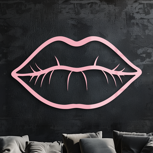 Lips Silhouette Pink Metal Wall Art – Modern Home Decor - KAFGP175 - Tampa Home & Garden Store