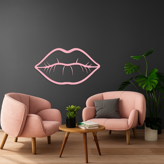 Lips Silhouette Pink Metal Wall Art – Modern Home Decor - KAFGP175 - Tampa Home & Garden Store