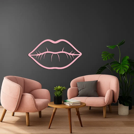 Lips Silhouette Pink Metal Wall Art by Enova Art, pink metal lips wall decor on Tampa Home & Garden Store