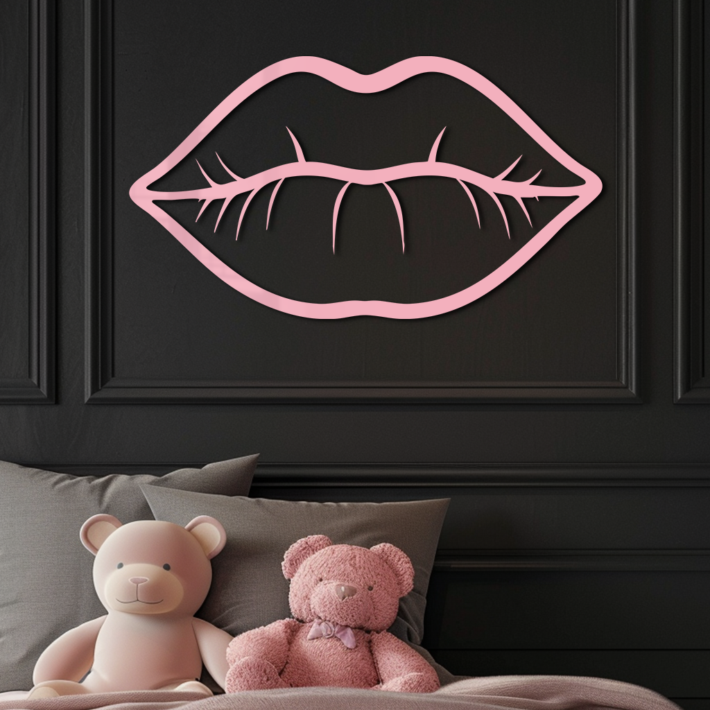 Lips Silhouette Pink Metal Wall Art – Modern Home Decor - KAFGP175 - Tampa Home & Garden Store