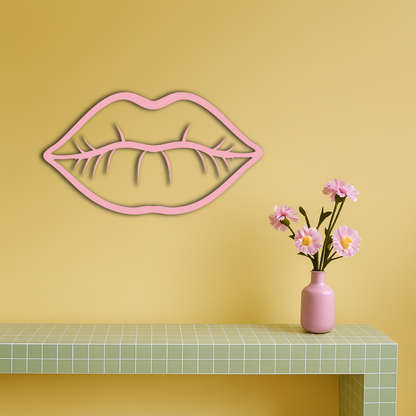 Lips Silhouette Pink Metal Wall Art – Modern Home Decor - KAFGP175 - Tampa Home & Garden Store