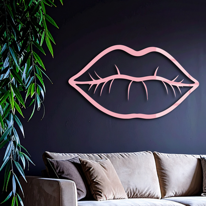 Lips Silhouette Pink Metal Wall Art – Modern Home Decor - KAFGP175 - Tampa Home & Garden Store