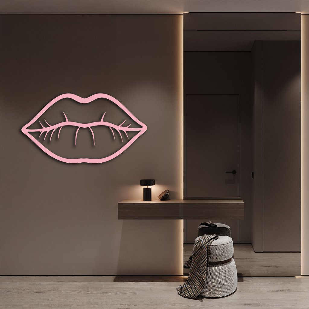 Lips Silhouette Pink Metal Wall Art – Modern Home Decor - KAFGP175 - Tampa Home & Garden Store