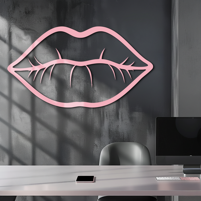Lips Silhouette Pink Metal Wall Art – Modern Home Decor - KAFGP175 - Tampa Home & Garden Store