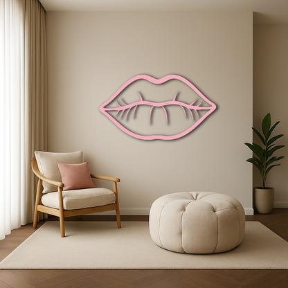 Lips Silhouette Pink Metal Wall Art – Modern Home Decor - KAFGP175 - Tampa Home & Garden Store