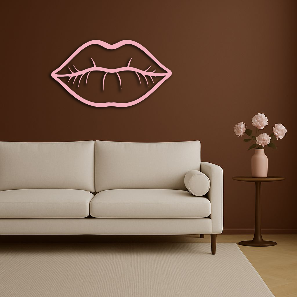 Lips Silhouette Pink Metal Wall Art – Modern Home Decor - KAFGP175 - Tampa Home & Garden Store