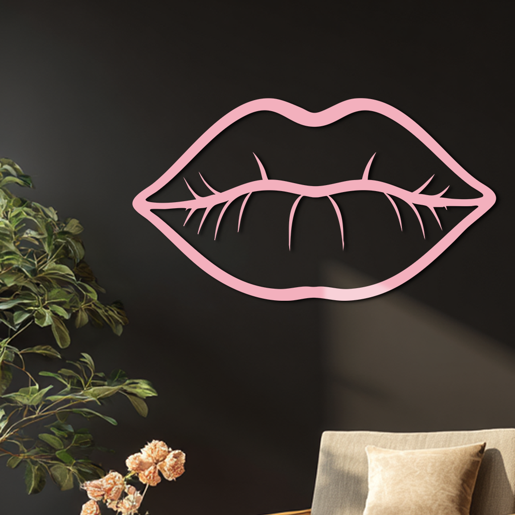 Lips Silhouette Pink Metal Wall Art – Modern Home Decor - KAFGP175 - Tampa Home & Garden Store