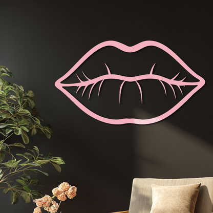 Lips Silhouette Pink Metal Wall Art – Modern Home Decor - KAFGP175 - Tampa Home & Garden Store