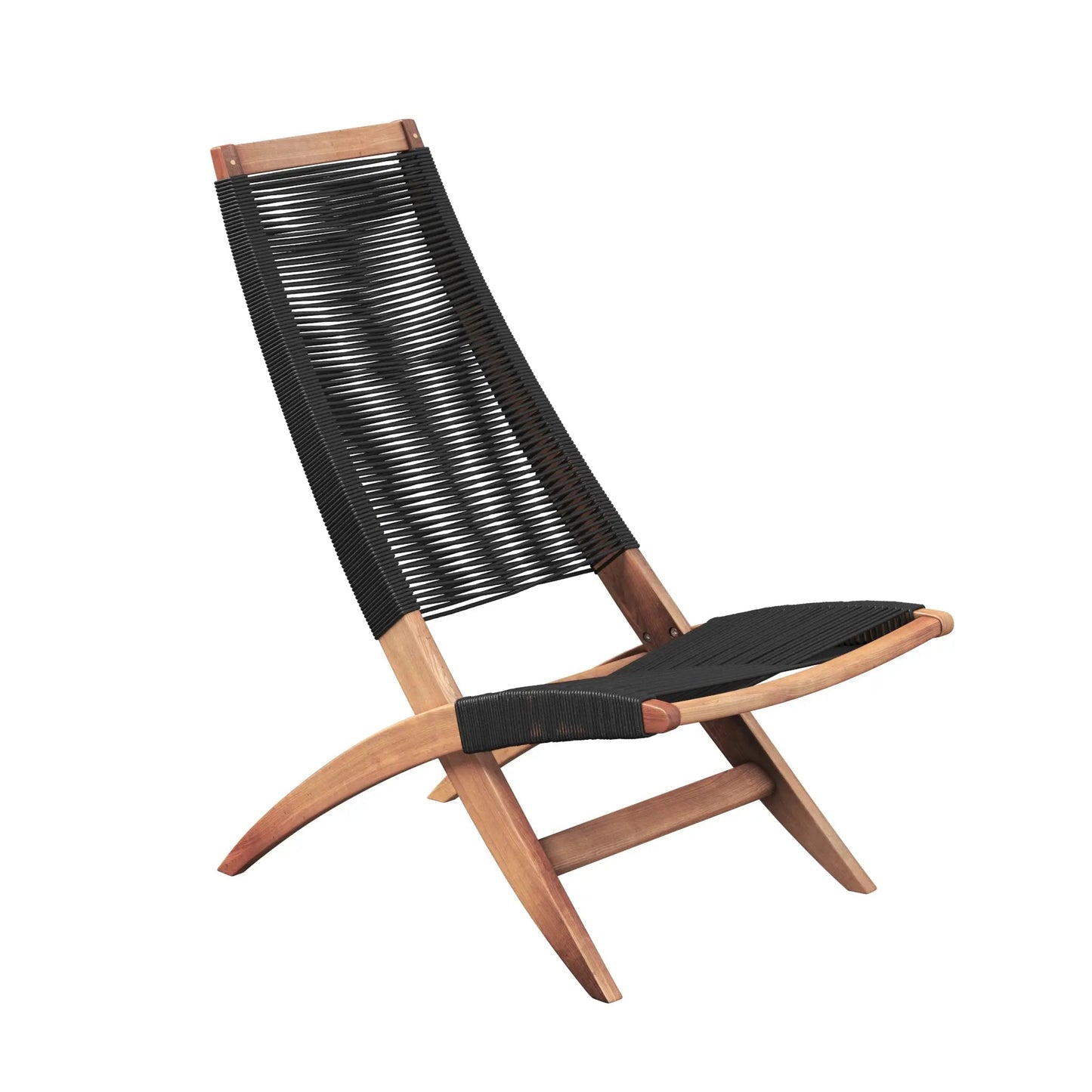 Lisa Modern Lounge Chair with black woven back and seat on wooden frame Fire Sense/Balkene Home on Tampa Home & Garden Store