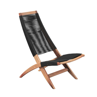 Lisa Modern Lounge Chair with black woven back and seat on wooden frame Fire Sense/Balkene Home on Tampa Home & Garden Store