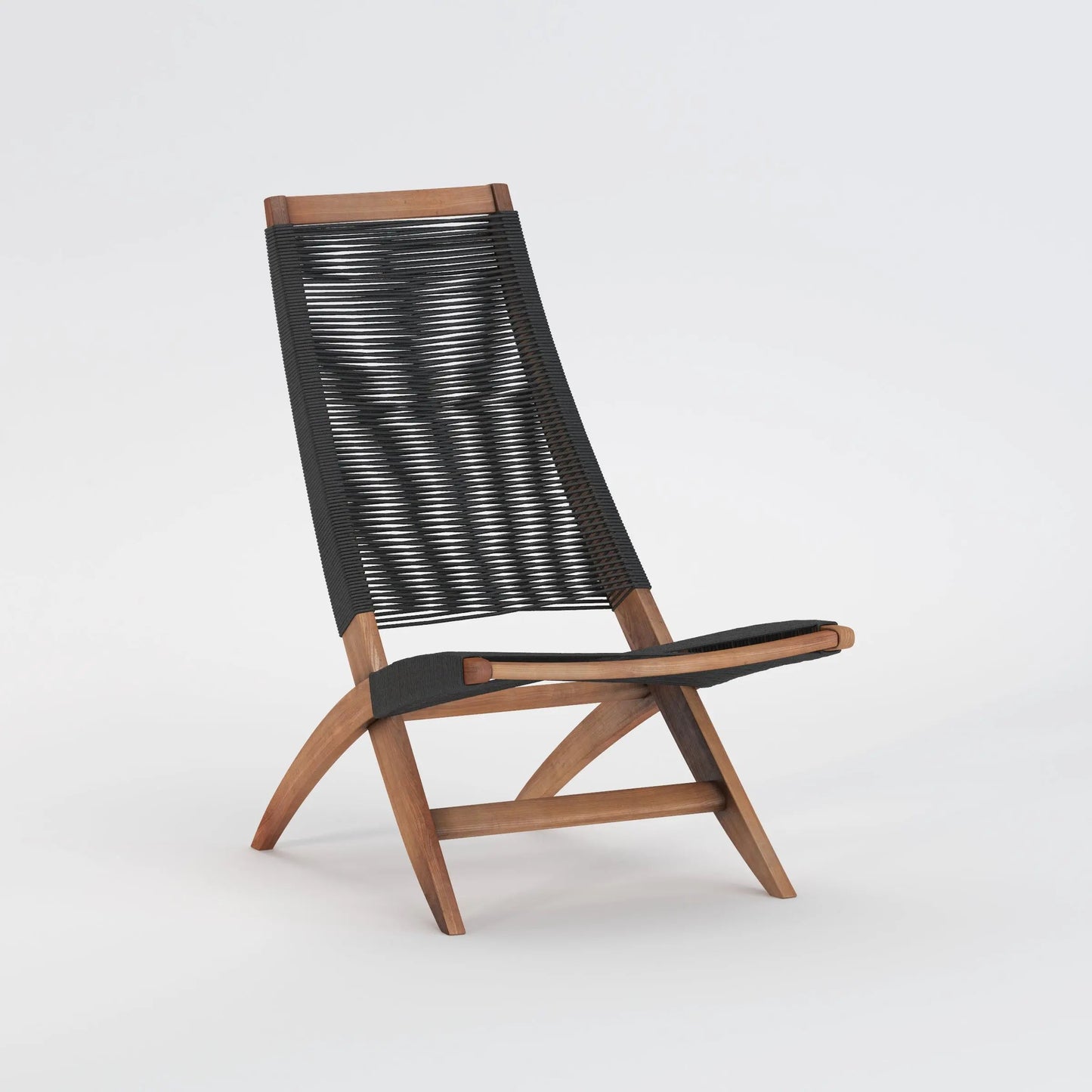 Lisa Modern Lounge Chair outdoor chair with black woven rope seat and natural wood frame on Tampa Home & Garden Store