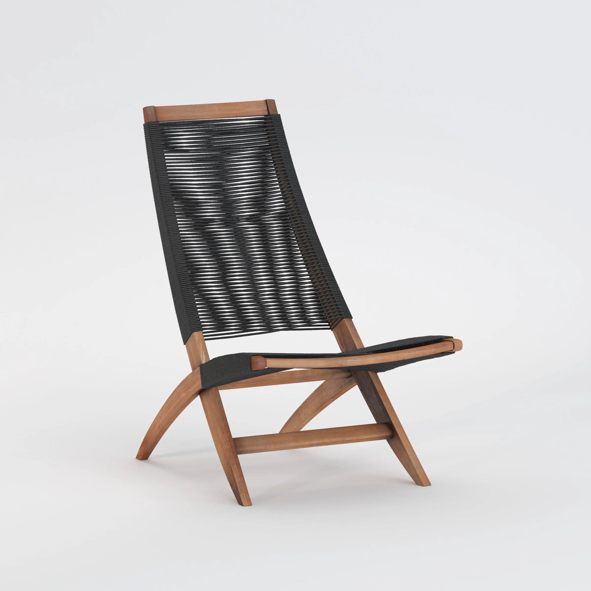 Lisa Modern Lounge Chair outdoor chair with black woven rope seat and natural wood frame on Tampa Home & Garden Store