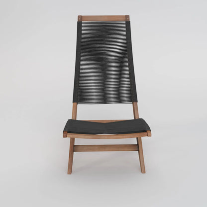 Lisa Modern Lounge Chair with black woven cord back and seat, natural wood legs on Tampa Home & Garden Store