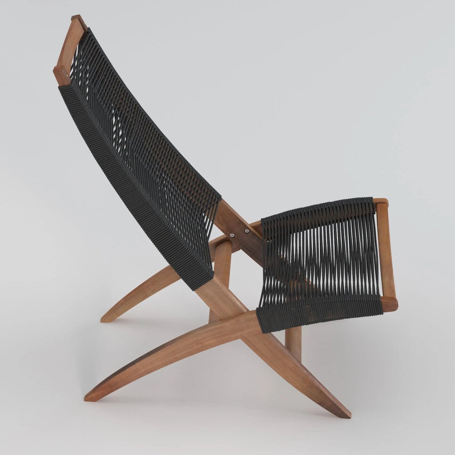 Lisa Modern Lounge Chair black woven rope seat with wooden frame for outdoor use on Tampa Home & Garden Store
