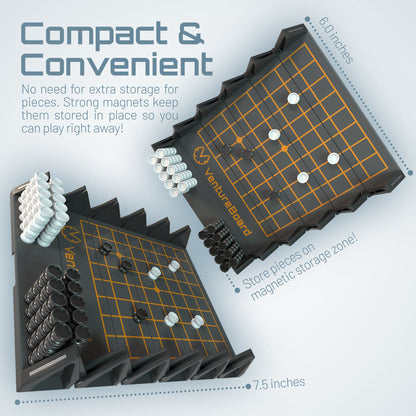 Mini Go board game VentureBoard; compact board with orange grid and black white stones on Tampa Home & Garden Store