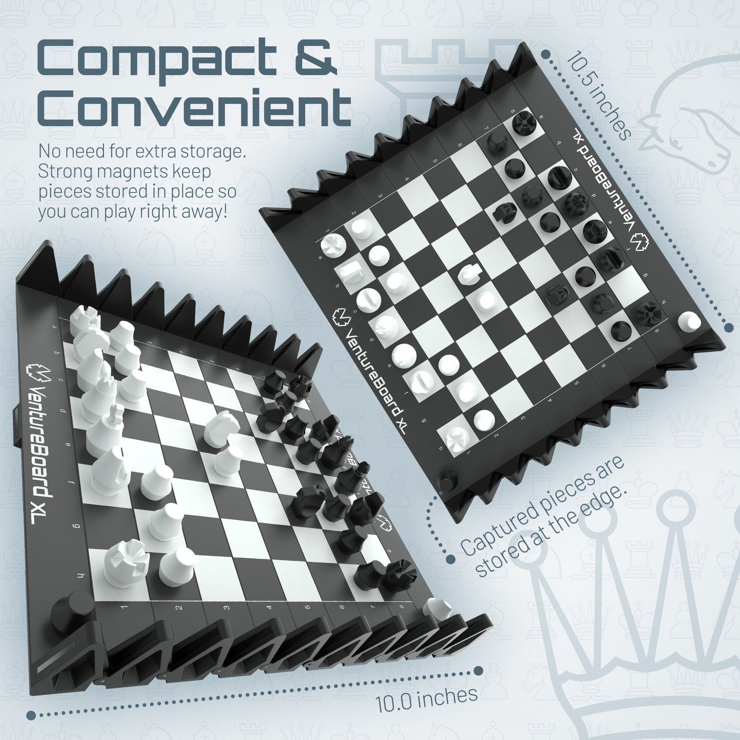 XL Chess VentureBoard magnetic folding chess set with multiple boards and black and white pieces on Tampa Home & Garden Store