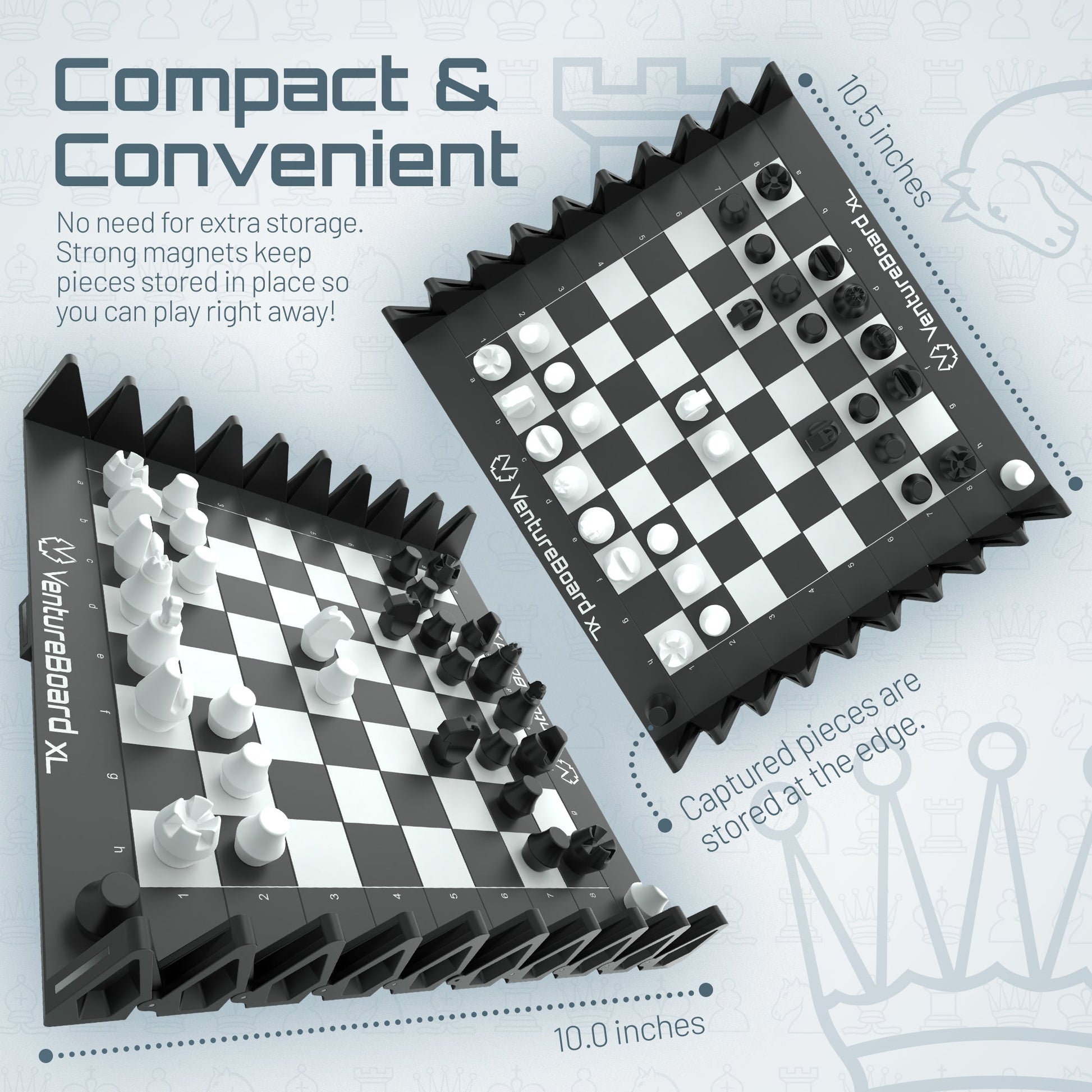 XL Chess VentureBoard magnetic folding chess set with multiple boards and black and white pieces on Tampa Home & Garden Store
