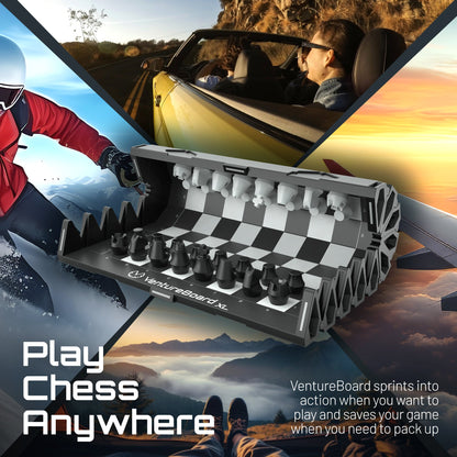 XL Chess set by VentureBoard with oversized portable chessboard and black and white chess pieces on Tampa Home & Garden Store