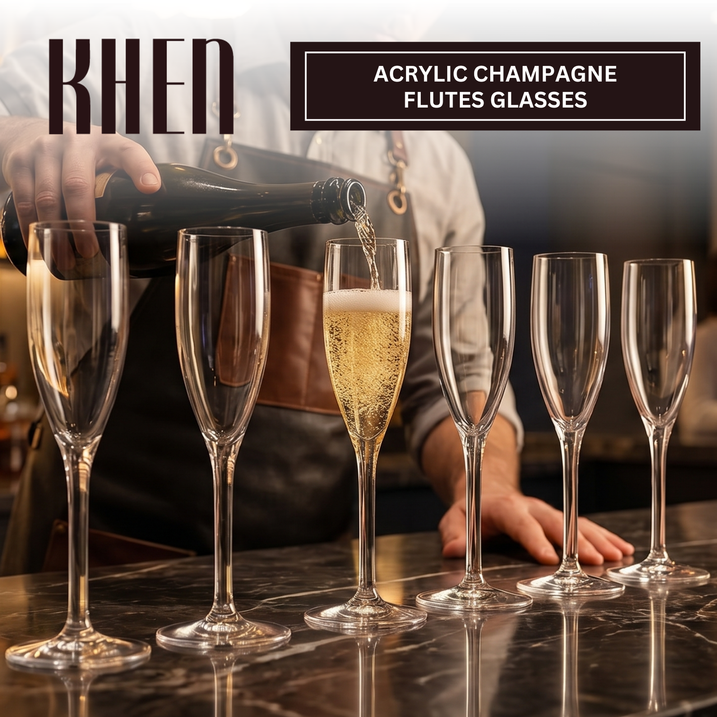 Barcelona Acrylic Champagne Flute Set of 6