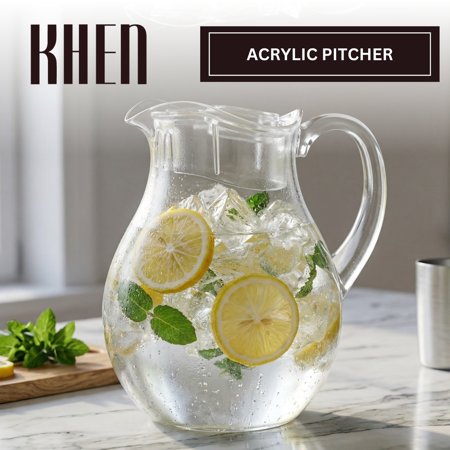 Acrylic Water Pitcher With Lid for Fridge