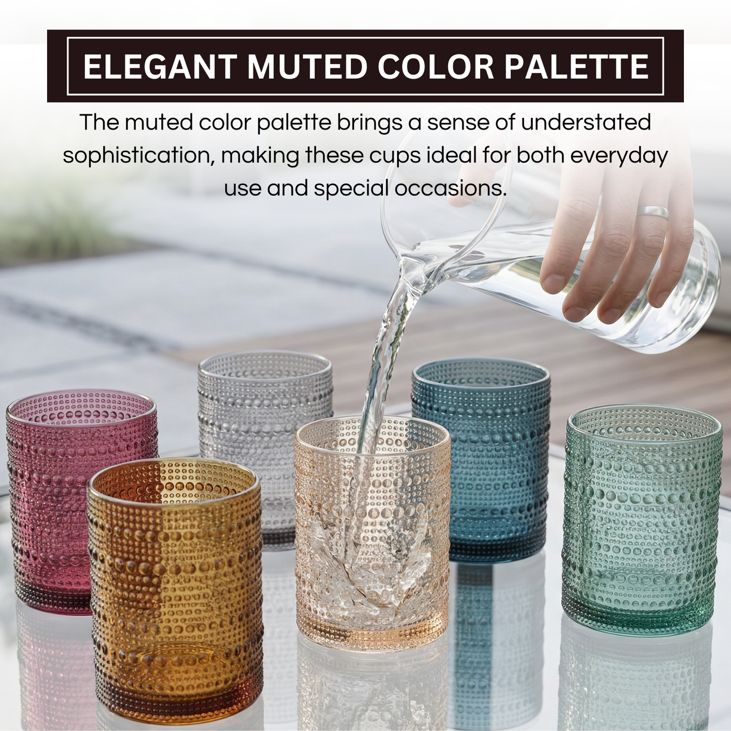 Six Hobnail Cups and Acrylic Drinking Glasses