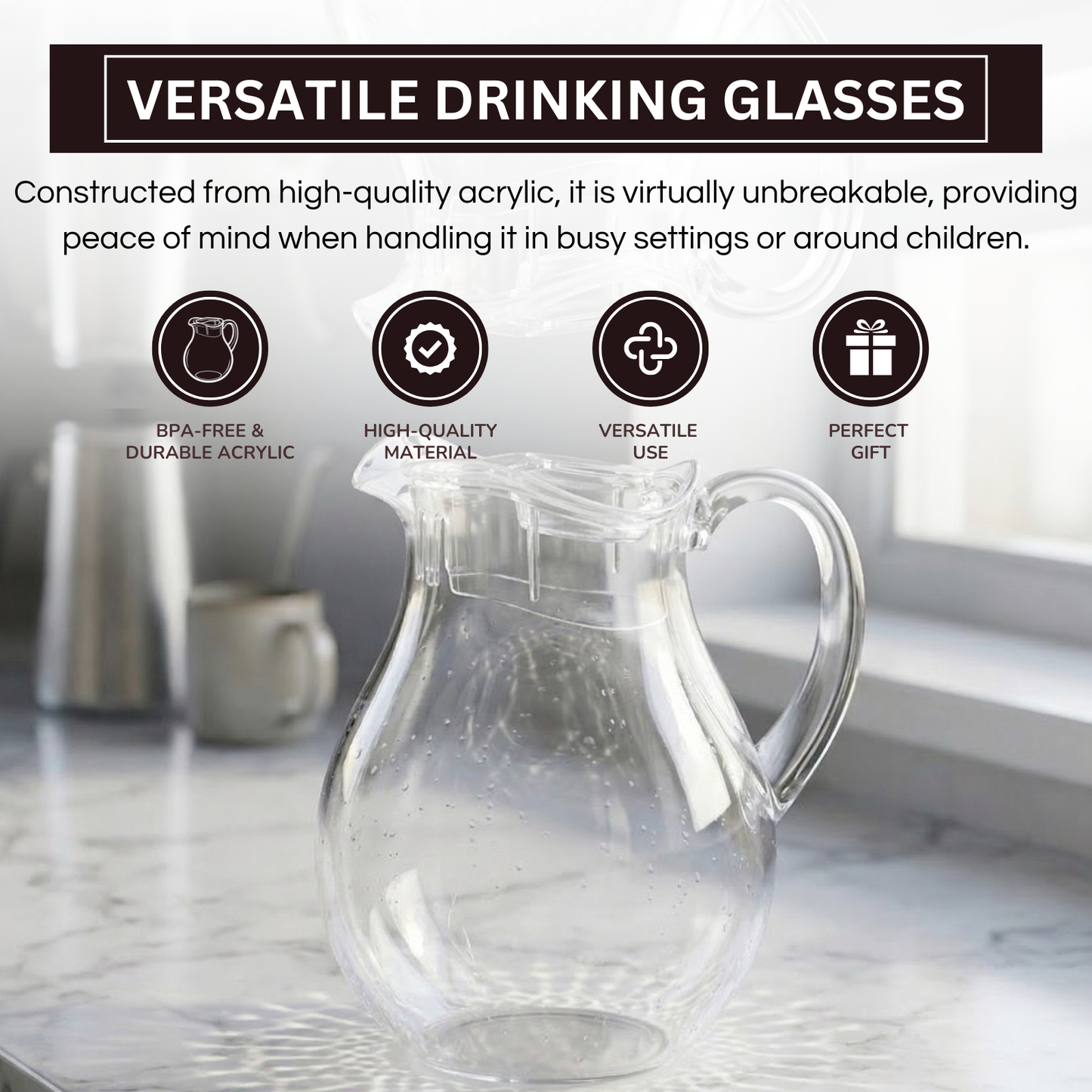 Acrylic Water Pitcher With Lid for Fridge