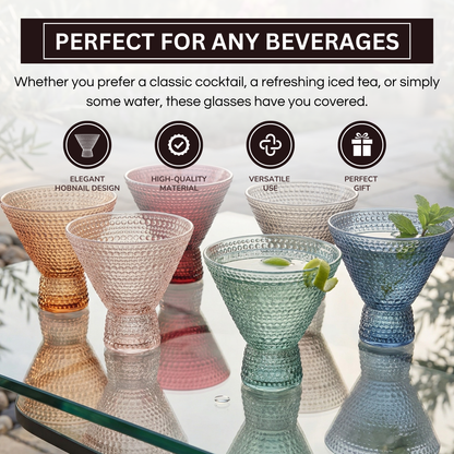 Tonal Hobnail Stemless Bubble Martini Set of 6