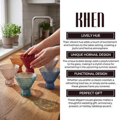 Tonal Hobnail Stemless Bubble Martini Set of 6