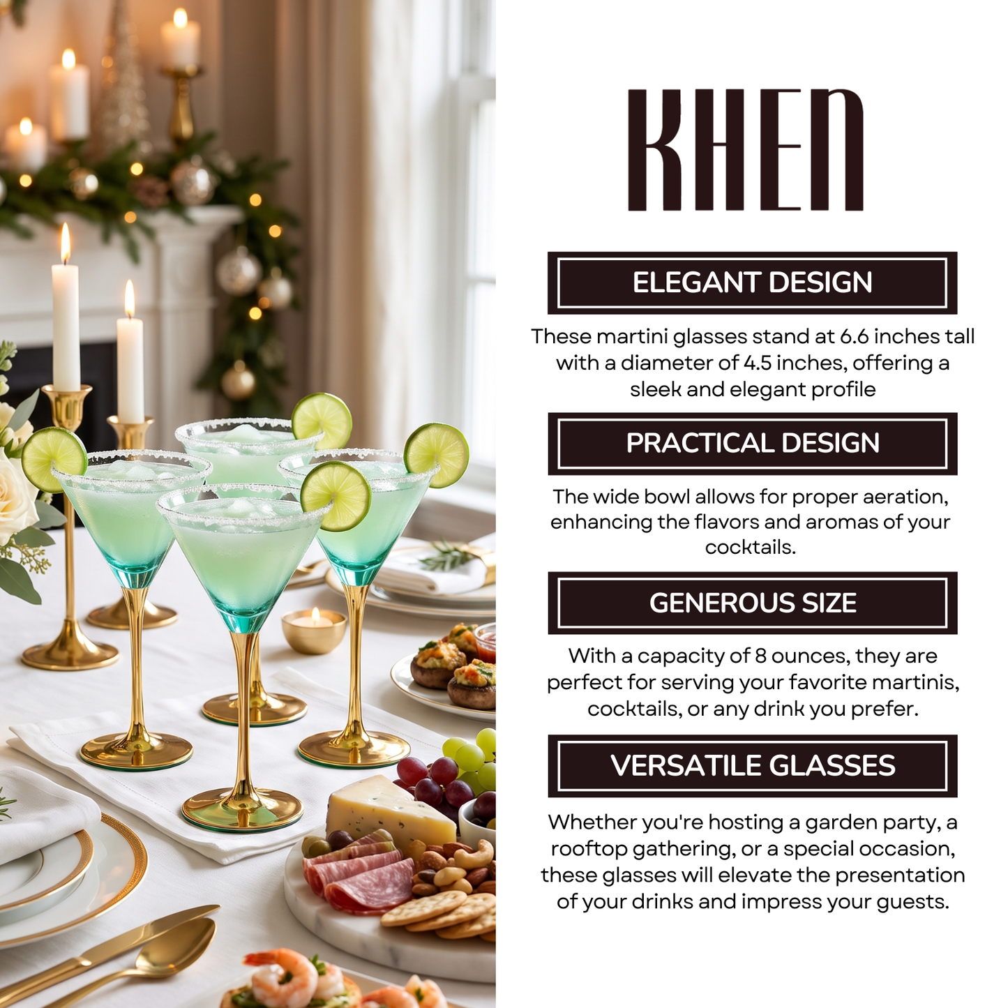 Set of Four Deco Martini Cocktail Glasses