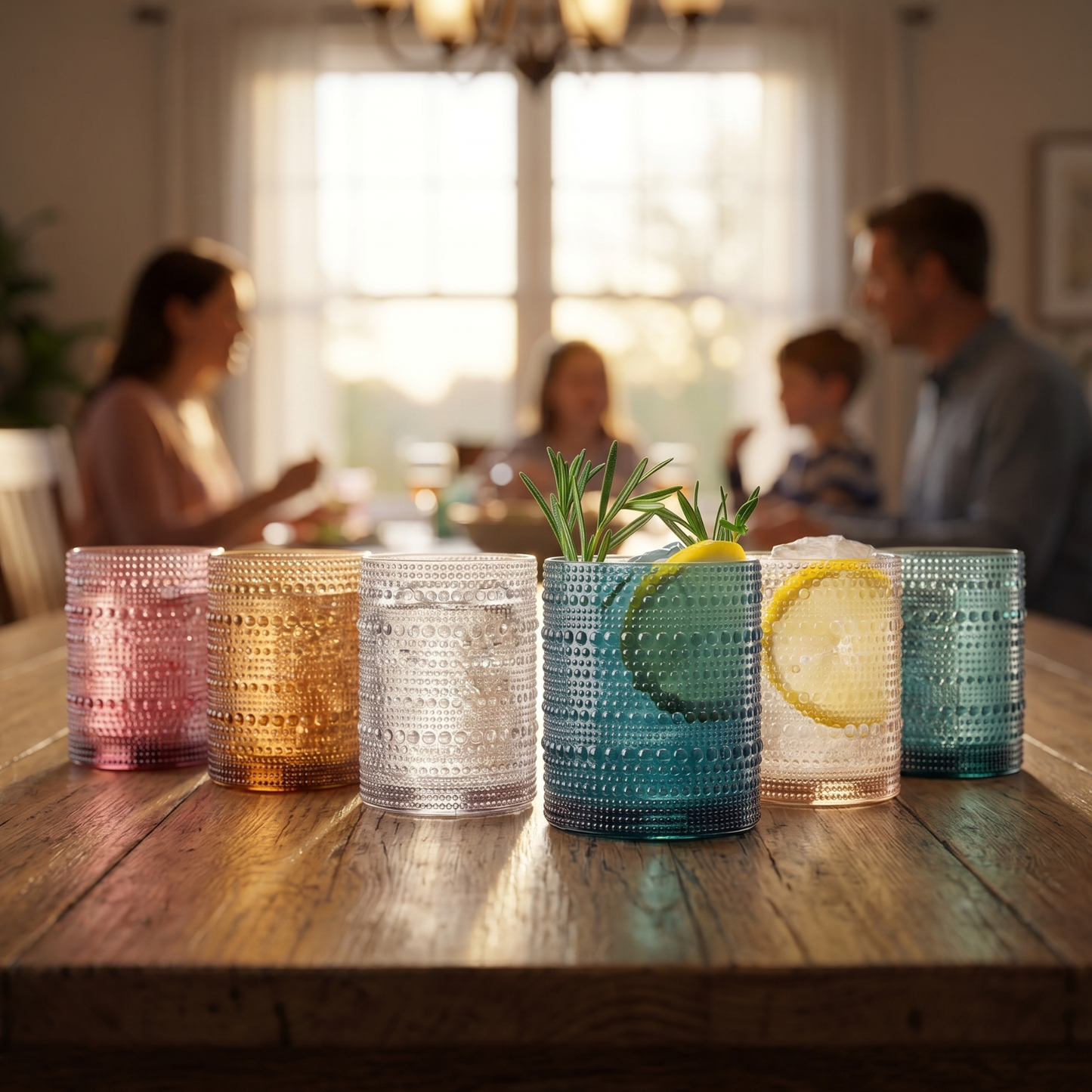 Six Hobnail Cups and Acrylic Drinking Glasses