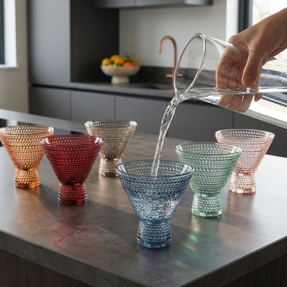 Tonal Hobnail Stemless Bubble Martini Set of 6