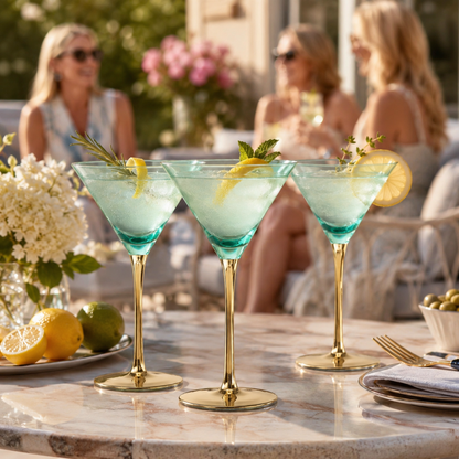 Set of Four Deco Martini Cocktail Glasses